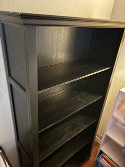 Solid black wood bookcase
