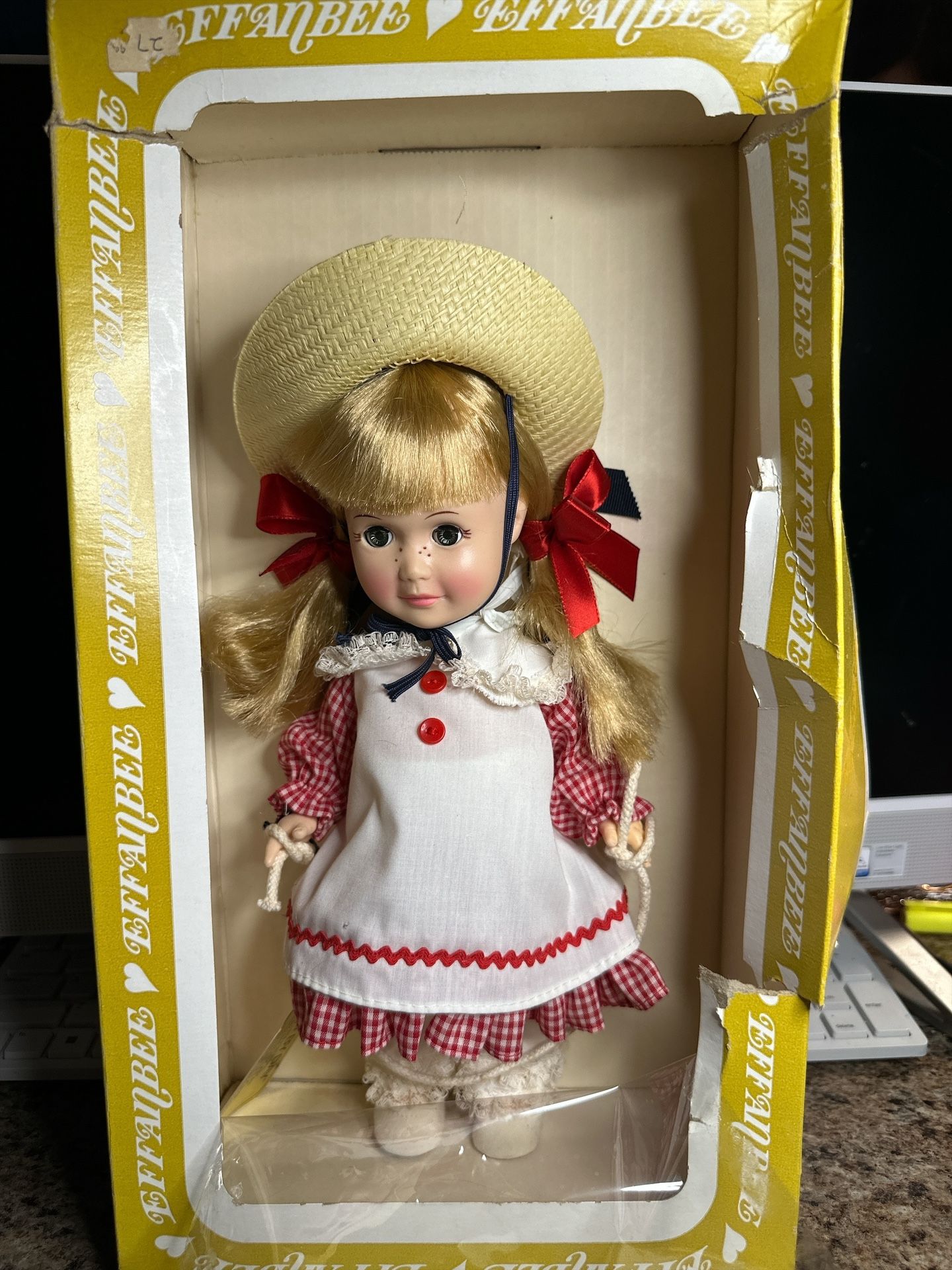 Effanbee Day by Day Wednesday 1403 Doll in Box. Measurements in inches: 12 high Condition:Good with no problems. Original box does have a lot of wea