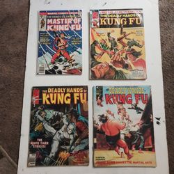 Vintage Kung Fu Comic and Magazine Lot - Master of Kung Fu #47, Deadly Hands of Kung Fu #1, #12, #27