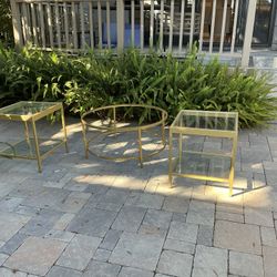 High Quality Golden Coffee Table Set….3 Pieces! 