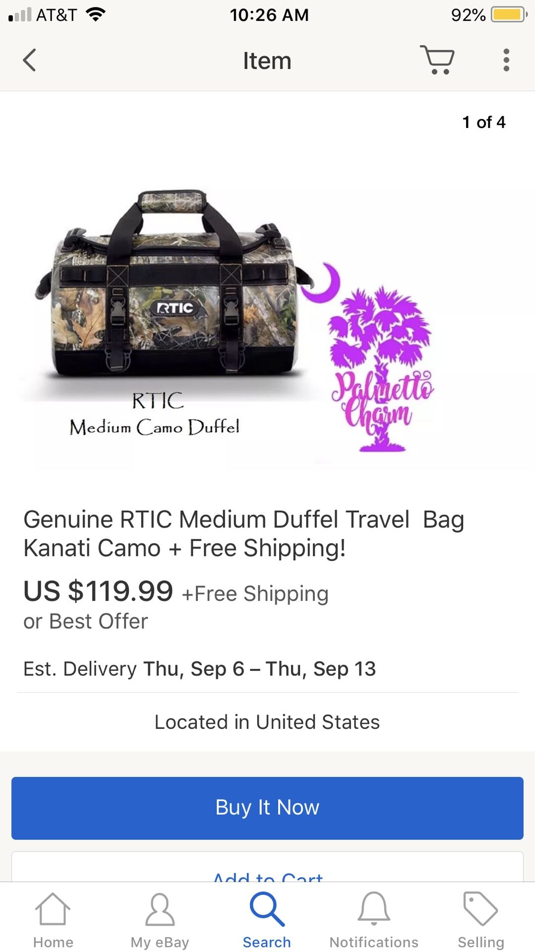 Brand new RTIC DUFFLE BAG waterproof w/ backpack straps