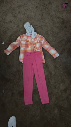 Girls Plaid Hoodie Jacket and Leggings Set