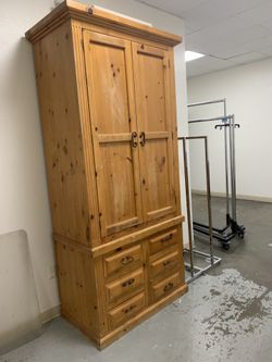 Solid Wood Rustic Armoire with Drawers