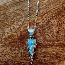Vintage Calvin Begay SS Opal Pendant Necklace