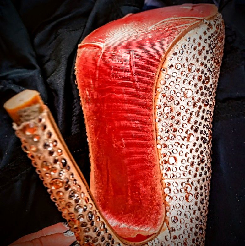 Christian Louboutin Red-Soled Sparkly Gold Stilettos