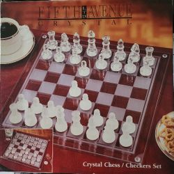 Crystal CHESS/CHECKERS glass Set. New