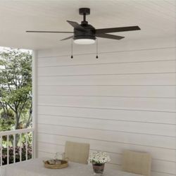 Harbr Breeze Sunport Easy2Hang 52-in Color-Changing Integrated LED Outdoor Matte Black with Matte Blades Ceiling Fan With Light (5 -Blade) 