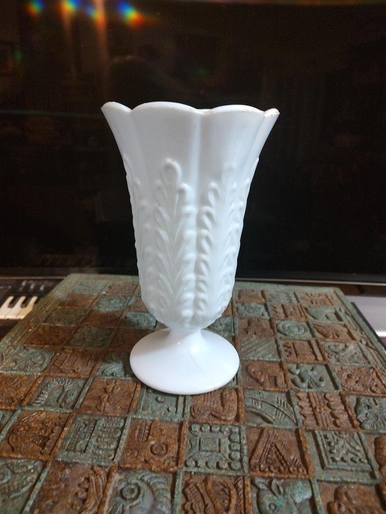 Vintage White 9" Milk Glass Vase