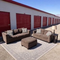 Brown Sofa Set With Ottoman - Delivery Available -$380