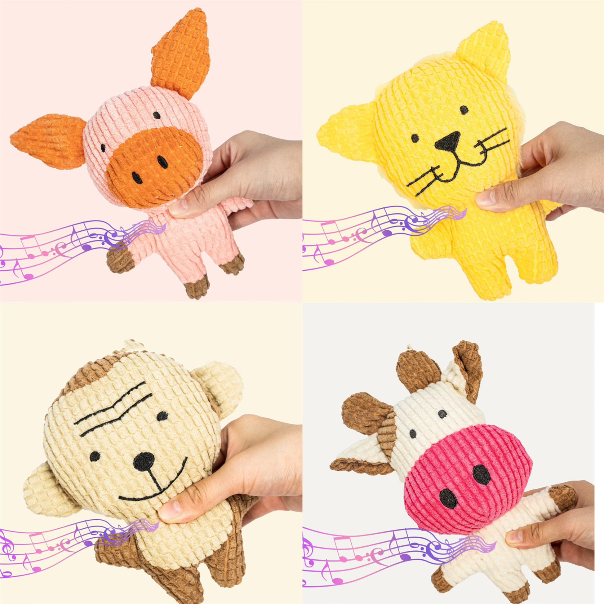 Animals Design Pet Grinding Teeth Squeaky Plush Toy Durable Chew Toy For Dog Interactive Supply