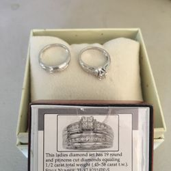 White Gold Wedding Ring Set (Brand New)