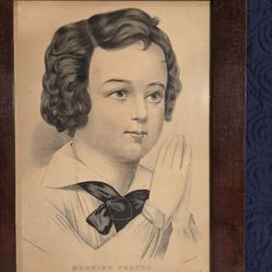 Currier and Ives Morning Prayers Original Lithograph Print 