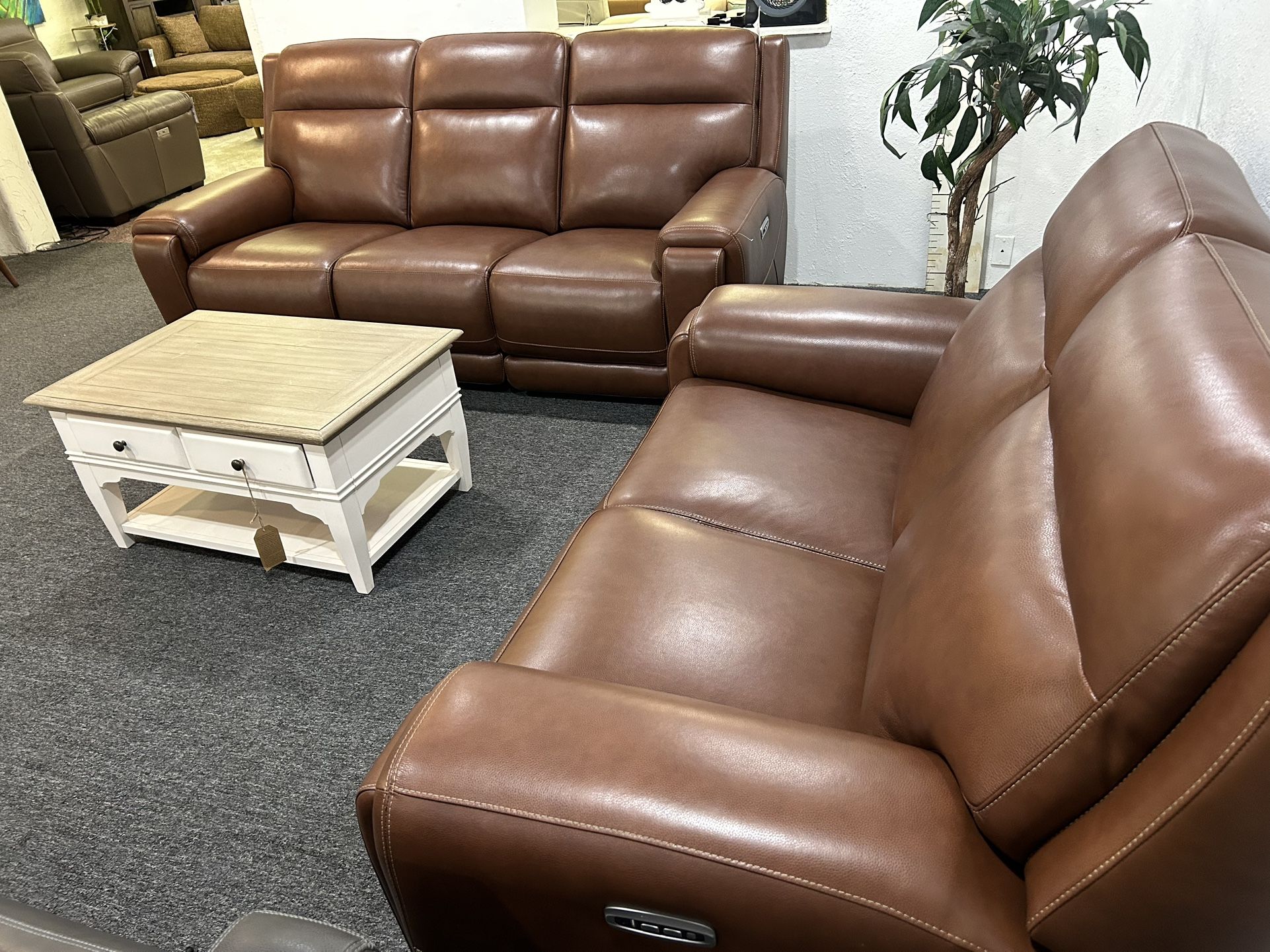 Furniture- Zero Gravity 100% Real Top Grain Leather Sofa- Varsani