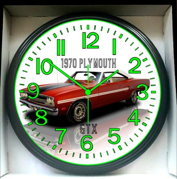 Wall Clock 1970 Plymouth GTX Garage Shop Glow In The Dark Wall Clock New!