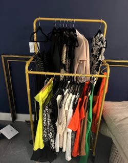 Gold Double Rod Clothes Garment Rack