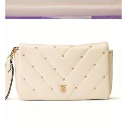 Victoria's Secret ~ Cream Gold Stud Phone Wristlet | Goldtone NWT