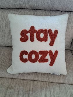Stay cozy throw pillow