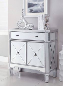 Brand New Platinum Mirror Accent Cabinet
