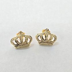 10kt Gold Crown Earrings 
