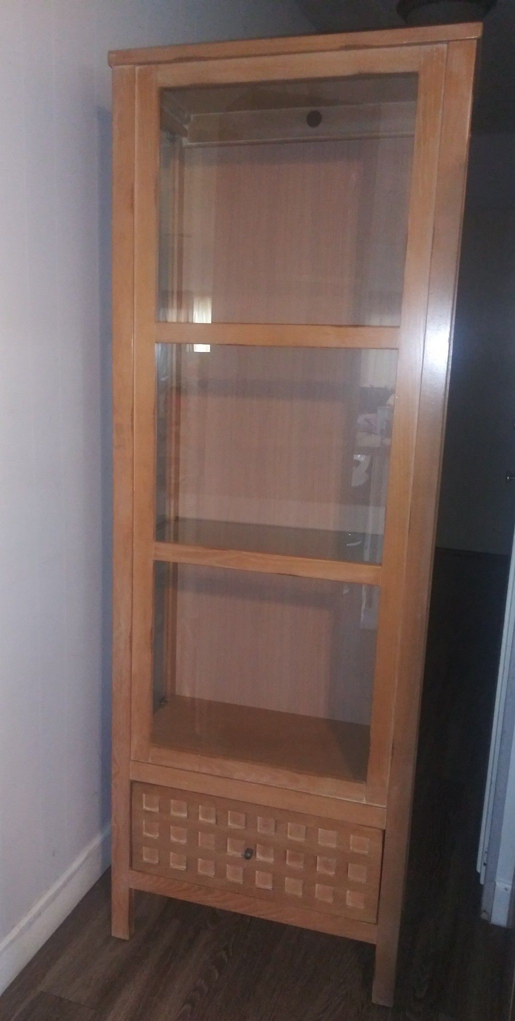 HAMMARY glass display cabinet with drawer