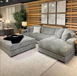 Gray Corduroy fabric sectional couch set Fast Delivery Military Discount Only $39 Down Payment 👉 PLEASE ASK FOR JON GREEN WHEN YOU ARRIVE!