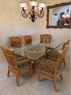 Tommy Bahama-inspired tropical rattan dining set