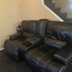 Leather Black Couch Set