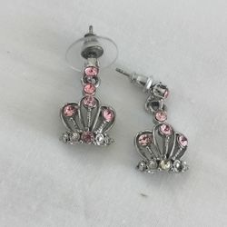 Pink Princess Crown Earrings 