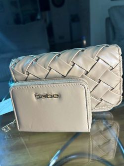 Bebe Woven Clutch and Wallet Set