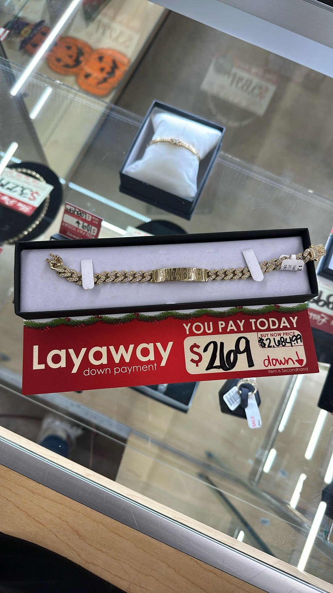 “ELIZABETH” CZ ID BRACELET 14k 