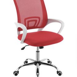 Red Fabric Adjustable Height and Contoured Mesh Back Ergonomic Office Chair with Arms-  New in Box