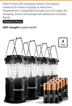 SSAV 4 PK led  camping lanterns w batteries inc
