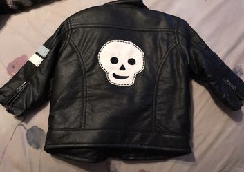 6 to 9 months skull black leather jacket