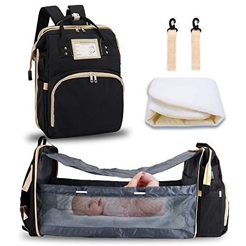 FEI STUDIO Diaper Bag Backpack Foldable Baby Bed Changing Station Portable Crib Sleeper