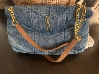 YSL quilted denim shoulder bag
