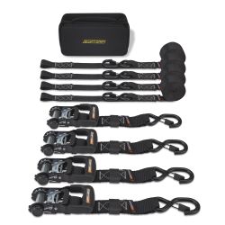 New Swift Grip Ratchet Strap Heavy Duty Tie Downs Kit, (4) 3,604 lbs break strength, 1.5” x 8’ with carry case, Integrated Soft Loops, Multiple colors