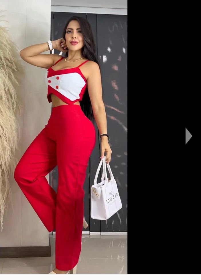 Colombian 🇨🇴 Red Two Piece Set Bengaline Fabric One Size