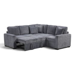 Ariel Gray Sectional — Pull-Out Bed, USB & USB-C Charging