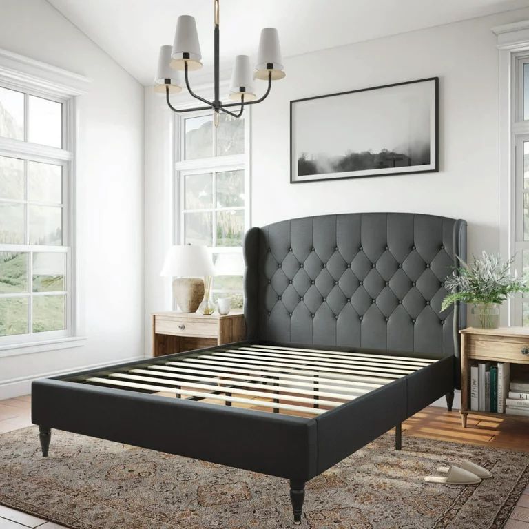 Full Size Upholstered Bed Frame - Gray 