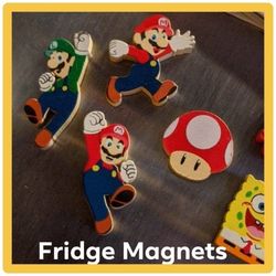 X4 NEW SUPER MARIO BROS SUPER MARIO BROTHERS NINTENDO COLLECTABLE MUSHROOM LUIGI FRIDGE MAGNETS