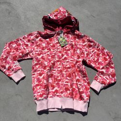Pink Bape Bathing Ape Zip Up Hoodie 