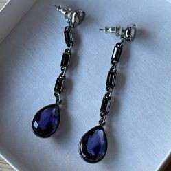 Swarovski Crystal Purple Crystal Drop Dangle Earrings