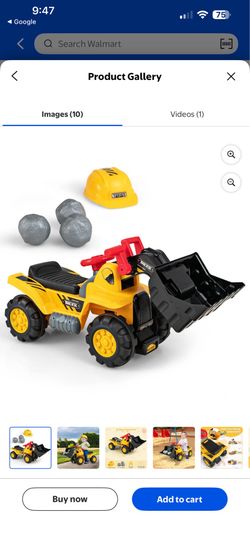 Costway Kids Ride on Excavator with Realistic Sound Effects Big Bucket 3 Toy Stones Helmet