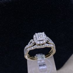 14K Cluster Wedding SET 