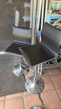 Black Faux Leather Bar Stool with Chrome Base