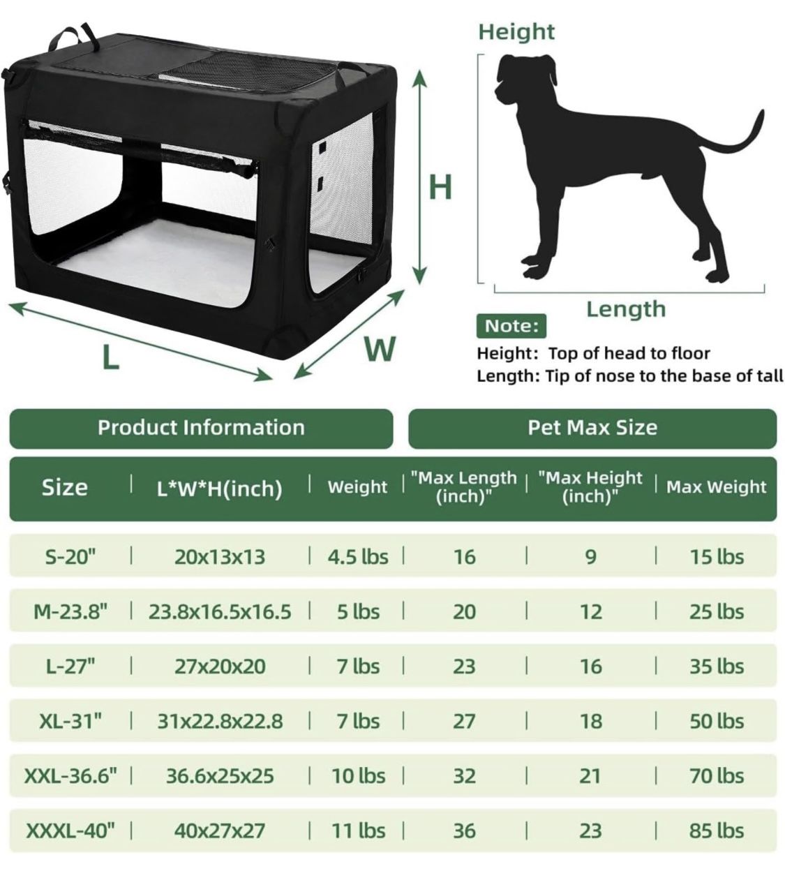 pettycare 31 inch Soft Collapsible Dog Crate for Medium Dogs