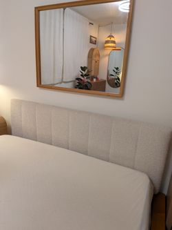 white/cream boucle headboard
