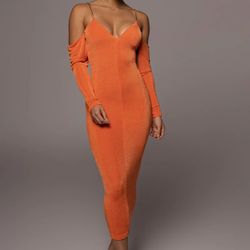 🆕🧡JLUXLABEL🧡🆕 STUNNING ORANGE ALL EYES ON YOU DRESS Size Small