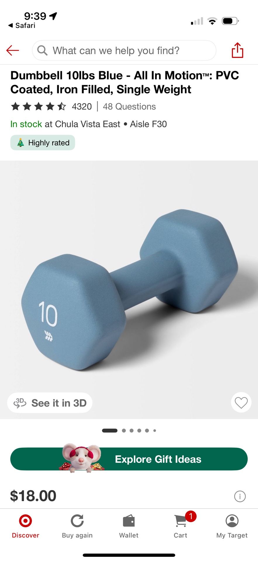 Pair of 10 lb Dumbbells (All In Motion / Target) - Home Weights