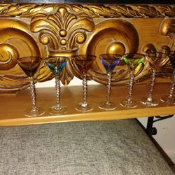 8 VINTAGE SMALL MARTINI /CORDIAL GLASSES